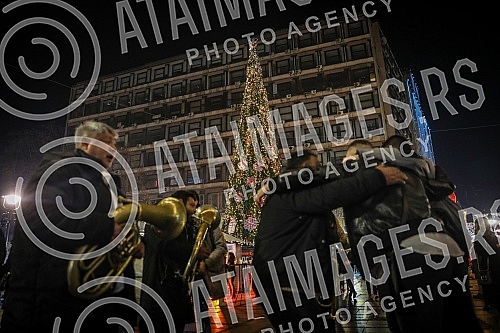 Atmosphere in the center of Belgrade on New Year's Eve.Atmosfera u centru Beograda uoci Nove godine.