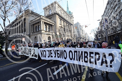On the fourth anniversary of the murder of Oliver Ivanovic, citizens and opposition leaders gathered in front of the Presidency of the Republic of Serbia, and then went for a walk along the route to the Church of St. Mark under the slogan 