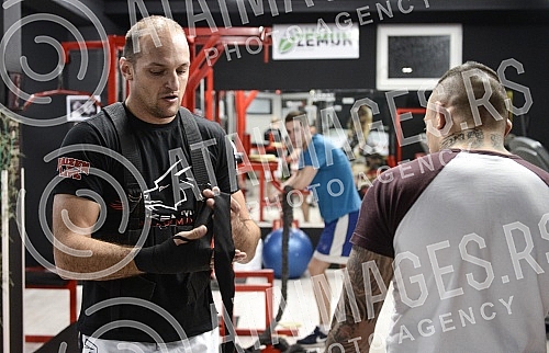 Training and sparring Igor Rakocevic - Vice President of the Basketball Federation of Serbia and Dusan Dzakic.Sparing i trening Igora Rakocevica - potpredsednik Kosarkaskog saveza Srbije i Dusana Dzakica.
