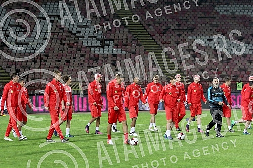 Press Conference and Training of the Austrian national football team (Osterreichische Team) held at the stadium 