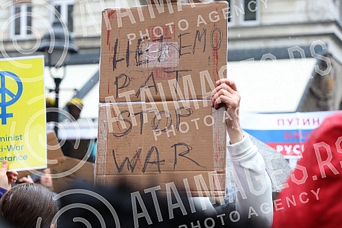 A gathering of non-governmental organizations against the Russian invasion of Ukraine began in Knez Mihailova Street in downtown Belgrade, in front of the Cultural Center.Skup nevladinih organizacija protiv ruske invazije na Ukrajinu, poceo je u Kn