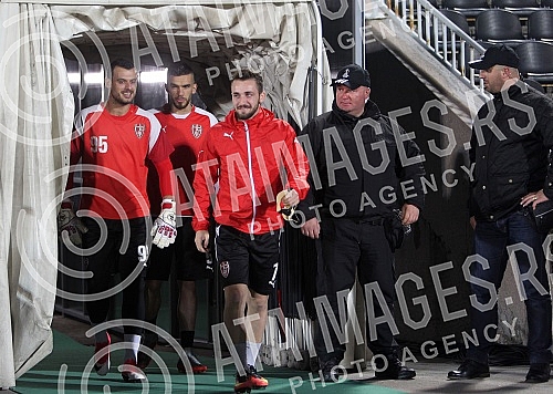 Press conference and practice of FC Skenderbeu on stadium FK Partizan.Pres konferencija i trening FC Skenderbeu na stadionu FK Partizan. 