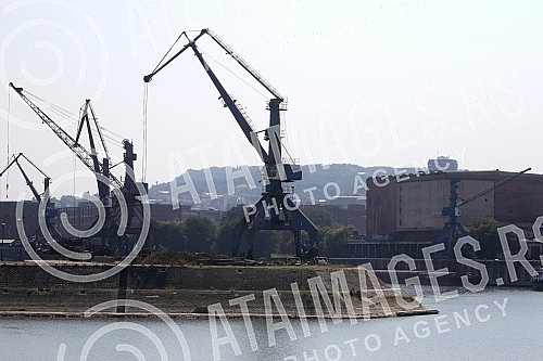 Belgrade Port on river Danube.Luka Beograd na reci Dunav.