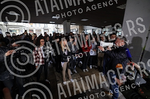 Students are not for sale - protest of students on the plateau near the Faculty of Philosophy.Studenti nisu na prodaju - protest studenata i studentkinja na platou kod Filozofskog fakulteta.
