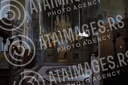 The interior of the Zica Monastery, a Serbian medieval monastery from the first half of the 13th century, located near Kraljevo and belonging to the Zicka Diocese of the Serbian Orthodox Church.Unutrasnjost manastira Zica, srpskog srednjovekovnog m