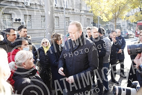 Press conference of the President of the Party of Freedom and Justice Dragan Djilas and the President of the Belgrade City Board of the Party of Freedom and Justice Mile Popovic in front of the National Assembly building (Kralja Milana 14) where the Press conference of the President of the Party of Freedom and Justice Dragan Djilas and the President of the Belgrade City Board of the Party of Freedom and Justice Mile Popovic in front of the National Assembly building (Kralja Milana 14) where the