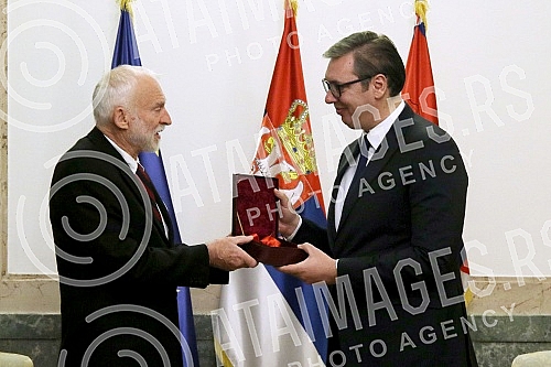 Representatives of the Sajkaska Development Center presented the President of Serbia, Aleksandar Vucic, with the Grand Cross of the leader George Stratimirovic, and this high recognition, named after the commander of the Serbian military forces durin
