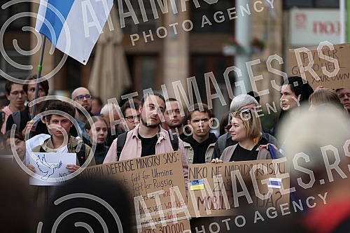 Protest of Russian emigrants against the mobilization that is being carried out in Russia, and at the invitation of the Russian movement 