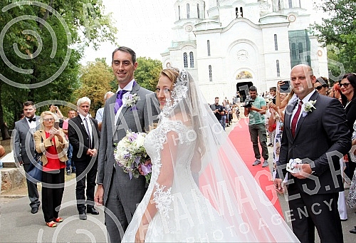 Wedding at Oplenac, in the church of St. George - Prince Djorde Karadordevic and Felon Rajon Karadordevic (Fallon Rayman).Svadba na Oplencu, u crkvi Svetog Djordja - Princ Djorde Karadordevic i Felon Rajman Karadordevic (Fallon Rayman)