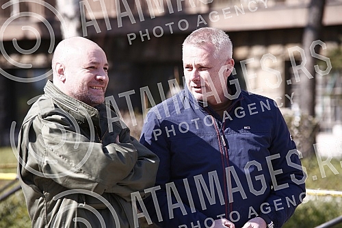 In front of the main entrance of the Police Administration for the city of Belgrade, a gathering called 