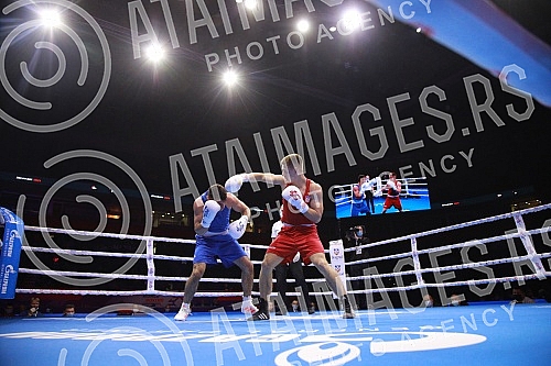 2021 Olympic Boxing World Championships - Stark Arena. Round 32, Light Middleweight (71kg), Filip Kolar (Croatia) (RED) vs Don Emini (Norway).
Svetsko prvenstvo u olimpijskom boksu 2021 - Stark arena. 2021 Olympic Boxing World Championships - Stark Arena. Round 32, Light Middleweight (71kg), Filip Kolar (Croatia) (RED) vs Don Emini (Norway).
Svetsko prvenstvo u olimpijskom boksu 2021 - Stark arena.