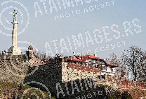 View from the Danube and Sava Rivers to Belgrade.Pogled na Beograd sa reka Dunav i Sava. 