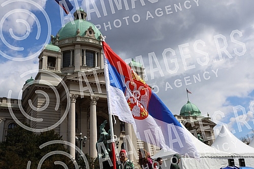 Freelancers protest against the proposal to amend the Law on personal income tax, which was adopted by the Government in front of the National assembly of Serbia.Protest frilensera zbog predloga za izmenu Zakona o porezu na dohodak gradjana koji je