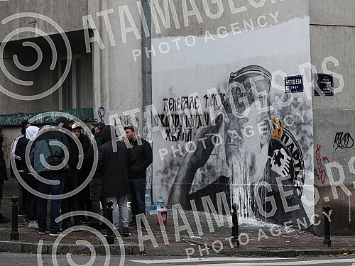 A group of about ten young men appeared at the place where the mural dedicated to Ratko Mladic was painted early in the morning, and shortly after 3.30 pm they removed the paint from the mural, which was spilled by the SDPS representative Djordjo Zuj