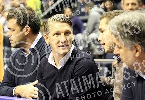 Football palyer of Manchester United Football Club Bastian Schweinsteiger (hausbant of Ana Ivanovic) watching the basketball game Partizan vs Union Olimpija in Belgrade.Igrac Mancester Junajteda i suprug Ane Ivanovic Bastian Schweinsteiger na kosark