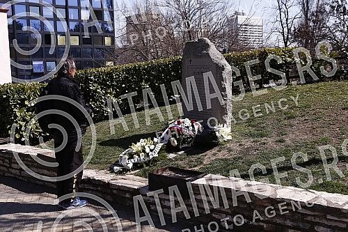 Remembrance, flowers and lighting of candles on the monument Remembrance, flowers and lighting of candles on the monument