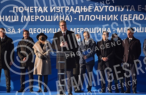 The President of the Republic of Serbia, Aleksandar Vucic, attended the ceremony marking the beginning of works on the construction of the highway E-80 Nis (Merosina) - Plocnik (Beloljin), phase 1, section Merosina-Merosina 1.Predsednik Republike S