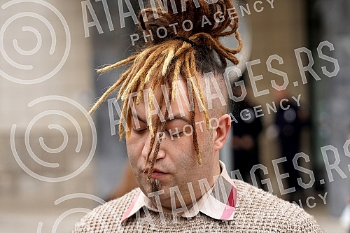 Stefan Djuric Rasta is leaving the court after reaching an agreement in the First Basic Court in Belgrade on admitting guilt for illegal possession of drugs, which he concluded with the Belgrade Higher Public Prosecutor's Office, and was sentenced to