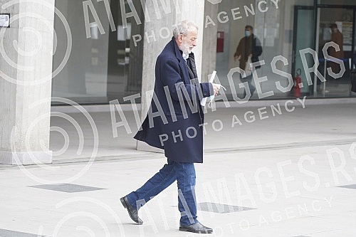 Director Miroslav Mika Aleksic is leaving the Palace of Justice. Reziser Miroslav Mika Aleksic izlazi iz Palate pravde.  