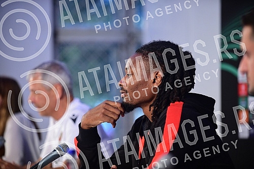Lucian Favre, coach of FC Nice and Khephren Thuram, player of FC Nice, held a press conference on the occasion of the upcoming conference league match they are playing against FC Partizan.Lucian Favre, trener FK Nice i Khephren Thuram, igrac FK Nic