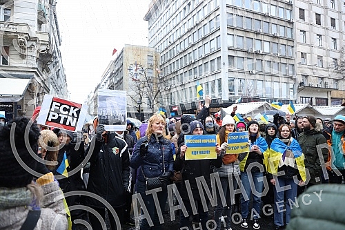 A gathering of non-governmental organizations against the Russian invasion of Ukraine began in Knez Mihailova Street in downtown Belgrade, in front of the Cultural Center.
Skup nevladinih organizacija protiv ruske invazije na Ukrajinu, poceo je u Kn A gathering of non-governmental organizations against the Russian invasion of Ukraine began in Knez Mihailova Street in downtown Belgrade, in front of the Cultural Center.
Skup nevladinih organizacija protiv ruske invazije na Ukrajinu, poceo je u Kn