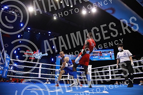 2021 Olympic Boxing World Championships - Stark Arena. Round 32, Men's Middle (75kg), Yoenlis Felician Hernandez Martinez (Cuba) (RED) vs Zharkynbek Turatov (Turkey).
Svetsko prvenstvo u olimpijskom boksu 2021 - Stark arena. 2021 Olympic Boxing World Championships - Stark Arena. Round 32, Men's Middle (75kg), Yoenlis Felician Hernandez Martinez (Cuba) (RED) vs Zharkynbek Turatov (Turkey).
Svetsko prvenstvo u olimpijskom boksu 2021 - Stark arena.