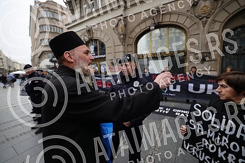 Women in Black organized a protest in Knez Mihailova Street in black and silent 