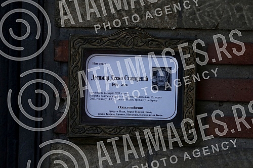 Funeral - cremation of actor Desimir Stanojevic held at the New Cemetery.Sahrana - kremacija glumca Desimira Stanojevica odrzana na Novom groblju.
