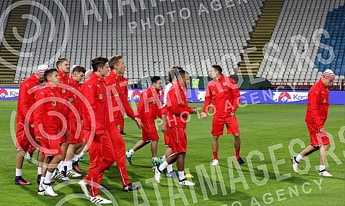 Press Conference and Training of the Austrian national football team (Osterreichische Team) held at the stadium 