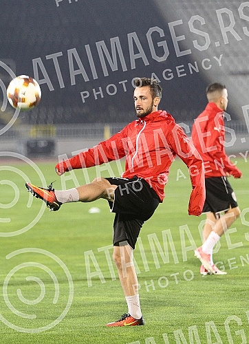 Press conference and practice of FC Skenderbeu on stadium FK Partizan.Pres konferencija i trening FC Skenderbeu na stadionu FK Partizan. 