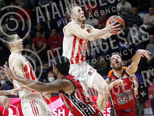 The match of the 24th round of the Turkish Airlines Euroleague between KK Crvena zvezda mts and KK AX Armani Exchange Milan was played in the Aleksandar Nikolic Hall.Utakmica 24. kola Turkish Airlines Evrolige izmedju KK Crvena zvezda mts i KK Arma