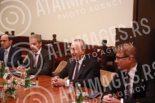 The Serbian and Turkish Foreign Ministers Nikola Selakovic and Mevlut Cavusoglu met in the Palace of Serbia.U Palati Srbija odrzan je sastanak ministara spoljnih poslova Srbije i Turske, Nikole Selakovica i Mevluta Cavusoglua.