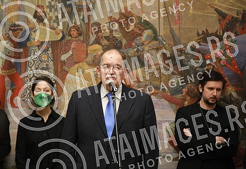 On the occasion of marking the Statehood Day of the Republic of Serbia, the National Museum, after extensive conservation and restoration works, today solemnly presented the monumental work of Paje Jovanovic, Coronation of Emperor Dusan, also known a