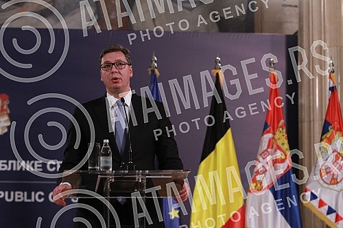 A meeting of Aleksandar Vucic, president of Republic of Serbia and  Prime Minister of the Kingdom of Belgium Charles Michel.Sasatanak Aleksandra Vucica, predsednika Srbije i Carlsa Micela, premijera Kraljevine Belgije.