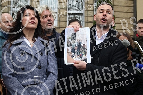 A press conference was held in front of the Special Department for Organized Crime and Corruption of the High Court The People's Party and the Free Serbia Movement on the occasion of filing criminal charges against the Prime Minister of Serbia Ana Br