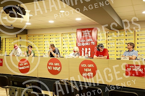 Protest group press conference Look, Gari, no way! which first met a year ago.Konferencija za novinare Protestne grupe Vidi, Gari ne moze! koja se prvi put okupila pre godinu dana
