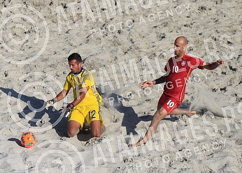 Euro Beach Soccer Cup 2016 match between Serbia and Spain. Utakmica Evropskog kupa u fudbalu na pesku izmedju Srbije i Spanije.