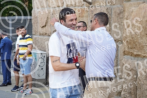 In front of the Supreme Court of Cassation, the press conference of the Democratic Party of Serbia regarding the decision of the Court of Appeal in the case in which the vice-president of that party, Uros Jankovic, was convicted of embezzlement with 