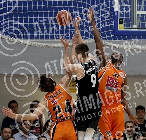 Serbian basketball Superleague match between KK Dynamic and KK Partizan played at SC Dynamic hall. Utakmica kosarkaske Superlige Srbije izmedju KK Dinamik i KK Partizan odigrana u hali SC Dynamic. 
