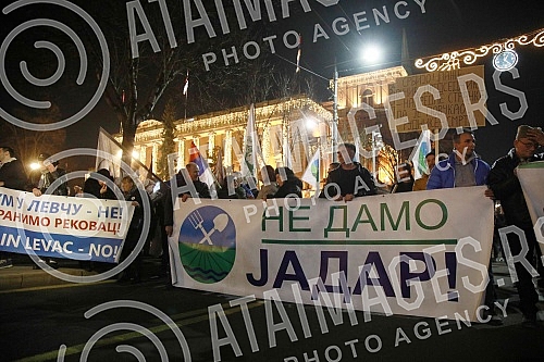 In front of the building of the Presidency, a protest initiative of the Start - Change and the Association of Environmental Organizations of Serbia with a request to permanently ban the exploration and exploitation of pine and lithium on the territor