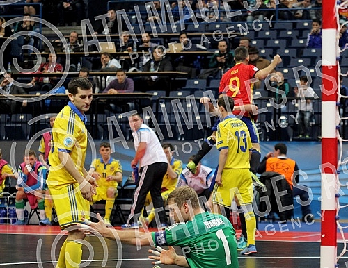 Utakmica treceg kola grupe B (3rd round, Group B) Euro futsal 2016 odigrana izmedju nacionalnih selekcija Ukrajine i Spanije (Ukraina vs Spain) odigrana u Beogradskoj areni.