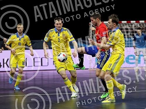 Utakmica treceg kola grupe B (3rd round, Group B) Euro futsal 2016 odigrana izmedju nacionalnih selekcija Ukrajine i Spanije (Ukraina vs Spain) odigrana u Beogradskoj areni.