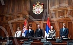 The first session of the Second Regular Session of the National Assembly of Serbia, whose agenda includes one item - the Bill on Amendments to the Law on Ministries, which was submitted by 148 members of parliament, began in the building of the Natio