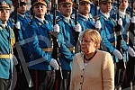 Festive reception of German Chancellor Angela Merkel in front of the Palace of Serbia.Svecani docek nemacke kancelarke Angela Merkel ispred Palate Srbija.