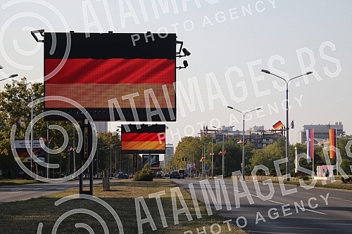 Festive reception of German Chancellor Angela Merkel in front of the Palace of Serbia.Svecani docek nemacke kancelarke Angela Merkel ispred Palate Srbija.