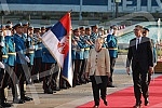 Festive reception of German Chancellor Angela Merkel in front of the Palace of Serbia.Svecani docek nemacke kancelarke Angela Merkel ispred Palate Srbija.