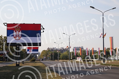 Festive reception of German Chancellor Angela Merkel in front of the Palace of Serbia.Svecani docek nemacke kancelarke Angela Merkel ispred Palate Srbija.