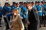 Festive reception of German Chancellor Angela Merkel in front of the Palace of Serbia.Svecani docek nemacke kancelarke Angela Merkel ispred Palate Srbija.