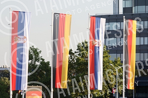 Festive reception of German Chancellor Angela Merkel in front of the Palace of Serbia.Svecani docek nemacke kancelarke Angela Merkel ispred Palate Srbija.