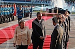 Festive reception of German Chancellor Angela Merkel in front of the Palace of Serbia.Svecani docek nemacke kancelarke Angela Merkel ispred Palate Srbija.